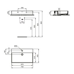 Lavabo Extra 70x45 cm Soie blanche