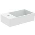 Lave-mains Extra 45x25 cm Soie blanche, version gauche