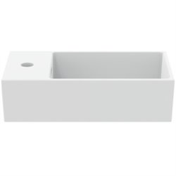 Lave-mains Extra 45x25 cm Soie blanche, version gauche