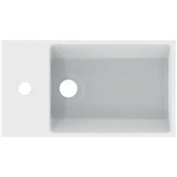 Lave-mains Extra 45x25 cm Soie blanche, version gauche