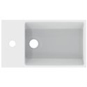 Lave-mains Extra 45x25 cm Soie blanche, version gauche