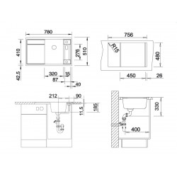 Evier Axia III 45 S Silgranit PuraDur Blanc Planche verre blanc 523187