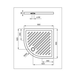 Receveur de douche Roma d'angle 90x90 cm 