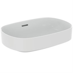 Vasque Linda-X 55x38 cm Soie blanche, sans trou robinetterie, avec trop plein
