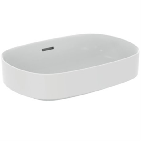 Vasque Linda-X 55x38 cm Soie blanche, sans trou robinetterie, avec trop plein