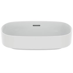 Vasque Linda-X 55x38 cm Soie blanche, sans trou robinetterie, avec trop plein