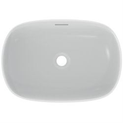 Vasque Linda-X 55x38 cm Soie blanche, sans trou robinetterie, avec trop plein