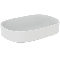 Vasque Linda-X 55x38 cm Soie blanche, sans trou robinetterie, sans trop plein