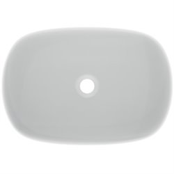 Vasque Linda-X 55x38 cm Soie blanche, sans trou robinetterie, sans trop plein