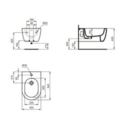 Bidet suspendu Blend Curve 54x35,5 cm Blanc