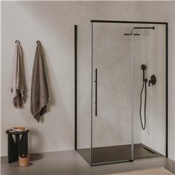 Paroi de douche Brisa L2-E Noir mat pour receveur 1700 mm