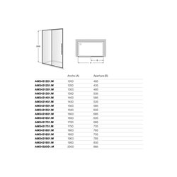 Paroi de douche Brisa L2-E Argent brillant pour receveur 1650 mm