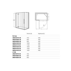 Paroi de douche Brisa PLF Noir mat pour receveur 900 mm