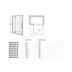 Paroi de douche Brisa PEF Noir mat pour receveur 1000 mm