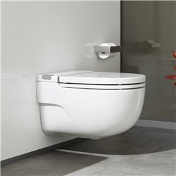WC suspendu Meridian Blanc, avec support en L et abattant frein de chute