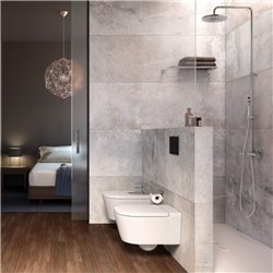 WC suspendu Inspira Round Perle 37x56x44 cm, avec abattant frein de chute