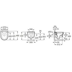 WC suspendu Inspira Round Café 37x48x40 cm, avec abattant frein de chute