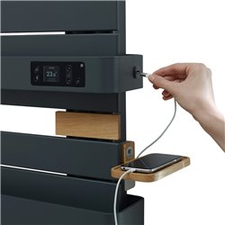 Sèche serviette électrique Allure 3 Virtuose 750+1000 Watts, Mât à gauche Vert Eucalyptus