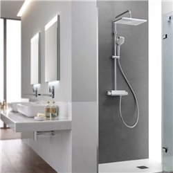 Colonne de douche Deck-T Square Thermostatique, H 945-1345 mm, avec douche de tête rectangulaire