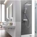 Colonne de douche Deck-T Square Thermostatique, H 945-1345 mm, avec douche de tête rectangulaire