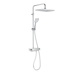 Colonne de douche Deck-T Square Thermostatique, H 945-1345 mm, avec douche de tête rectangulaire