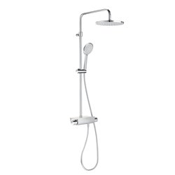 Colonne de douche Deck-T Round Thermostatique, H 945-1345 mm, avec douche de tête ronde