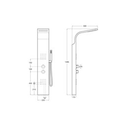 Colonne de douche Essential 2.1 Thermostatique, H 1285 mm 