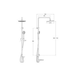 Colonne de douche Victoria Connect sans mitigeur, H 850-1150 mm, avec douche de tête ronde