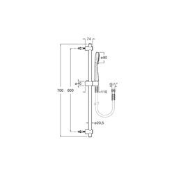 Colonne de douche Stella 100/3 3 fonctions, douchette ronde, H 700 mm