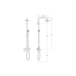 Colonne bain-douche Victoria-T Thermostatique, H 1370 mm, 
