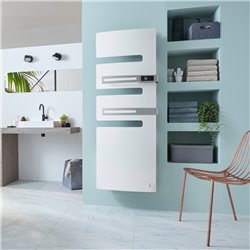 Sèche serviette électrique Serenis Premium 750+1000 Watts, Mât à gauche Bleu Profond