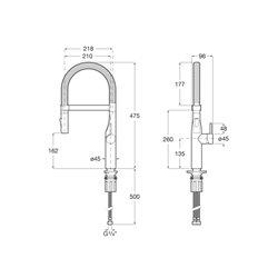Mitigeur cuisine Glera Pro H 475 mm chromé