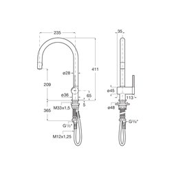 Mitigeur cuisine Ona H 411 mm chromé