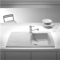 Evier Beverly 85 E Blanc, Simple avec égouttoir