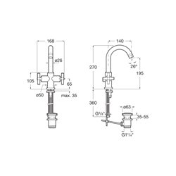 Mélangeur lavabo Loft Chromé H 270 mm