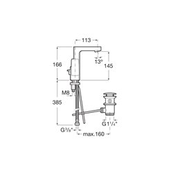 Mitigeur lavabo L90 Chromé H 166 mm