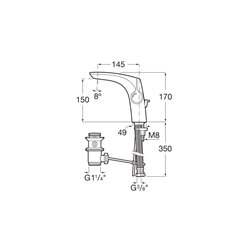 Mitigeur lavabo Insignia Chromé, vidage auto H 170 mm