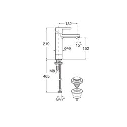Mitigeur lavabo Naia Chromé H 219 mm