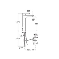 Mitigeur lavabo L20 Chromé H 272 mm