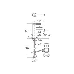 Mitigeur lavabo Ona Chromé H 177 mm avec tirette