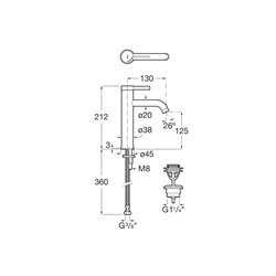 Mitigeur lavabo Ona Titanium Black H 212 mm