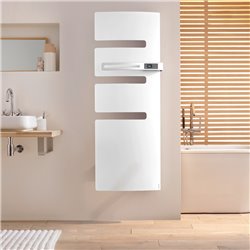 Sèche serviette électrique Serenis 750+1000 Watts, Mât à droite Blanc Carat