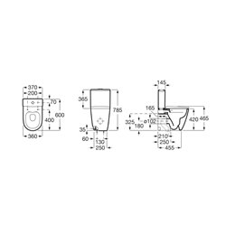 Réservoir WC Ona Blanc Brillant alim. Latérale, 3/4,5 Litres
