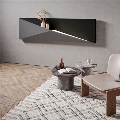 Radiateur rayonnant Polygon 750 Watts Horizontal, Noir Satiné/Gris Moyen