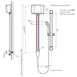 Chauffe-eau MBX 4 Shower 1500-15314, 2.5 Litres