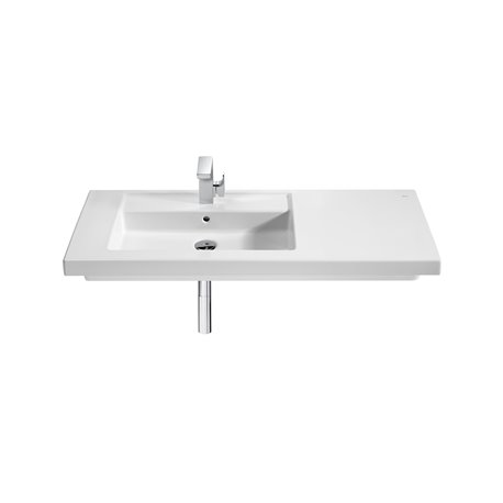 Lavabo Prisma asymétrique 110x45x10 cm 1 trou percé à gauche Blanc brillant