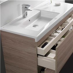 Lavabo Prisma asymétrique 110x45x10 cm 1 trou percé à gauche Blanc brillant