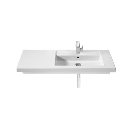 Lavabo Prisma asymétrique 90x45x10 cm 1 trou percé à droite Blanc brillant