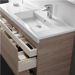 Lavabo Prisma asymétrique 90x45x10 cm 1 trou percé à droite Blanc brillant