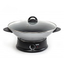 Wok couvercle verre 8 personnes WO300010 1200 Watts noir et silver